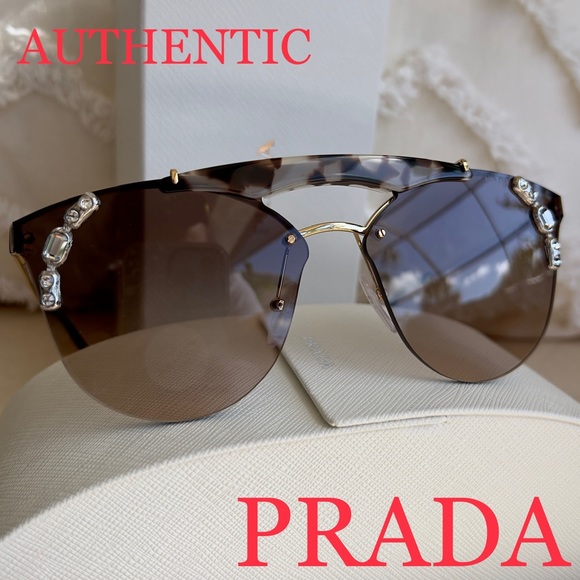 PRADA 53mm top bar Swarovski Crystal embellished sunglasses